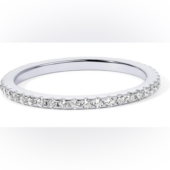 14K Gold Plated Solid 925 Sterling Silver CZ Eternity Band, size 5, NWOT - Picture 2 of 4